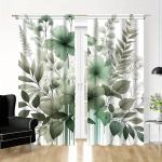 2 tk rohelise taimelehe mustriga kardinad  pol&uuml;esterkangast  masinpestavad  sobivad magamistoa ja elutoa kaunistamiseks 100*130 Rod Pocket 1pcs gray