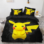 3D kodu Pokemon Pikachu voodipesu kollektsioon tekikott magamistoa dekoratsioon lastele poiss t&uuml;druk tekikott kuninganna kuningas suurus 155x220cm-3pcs yellow