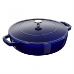 Casserole en fonte - STAUB - Topper Ronde - Bleue - 2 poign&eacute;es lat&eacute;rales - Couvercle en fonte