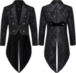 T&auml;iskasvanud meeste viktoriaanliku mantli kost&uuml;&uuml;m, must smoking, Halloweeni cosplay-kost&uuml;&uuml;m, frakk, gooti stiilis steampunk, trepir&otilde;ivas, mantel S must