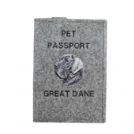 Great Dane II - Dog passport case, document case, gift for the traveller from the Art-Dog brand hall v&auml;rv