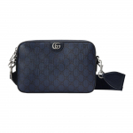 Gucci Ophidia Signatuur Double G Mustriga Tr&uuml;kitud L&otilde;uend Nahkkattega Crossbody Kott Meeste kotid 699439-UULHK-8441 Basic Set (Bag+Dust Bag)