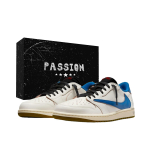 Travis Scott x Jordan Air Jordan 1 2026 Suvine Karp Madalad Vintage Korvpallijalatsid Unisex Valge Sinine DZ4137-700(Team1868- 2026 ) 35.5