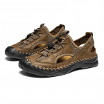 Suvised meeste sandaalid Ehtne nahk Meeste vabaajajalatsid V&auml;litingimustes Meeste nahksandaalid Meestele Rannajalatsid Rooma meeste kingad 38 khaki