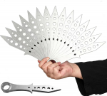 V&auml;lis-Enesekaitse Kung Fu Tai Chi T&auml;iskasvanute Puhta Metallist Roostevabast Terasest Kokkupandav Ventilaator, T&auml;ismetallist K&auml;eshoitav Ventilaator, Kerge Kaasas Kanda Enesekaitse Relv valge