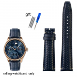 Kvaliteetne veisenahast kootud k&auml;ev&otilde;ru IWC IW344205 IW371614 IW500713 PORTUGIESER Portofino Blue pehmest nahast kellarihm 22mm 22mm