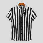 S-3XL Suvine meeste l&uuml;hikeste varrukatega triibuline s&auml;rk Vabaaja lahtised topid P&otilde;hiline Camisa T-s&auml;rgid S