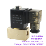 80bar Vee ja &Otilde;hu K&otilde;rgsurve Solenoidklapp 2-tee 1/4 3/8 1/2 BSP 12V 24V DC AC220V Tavaliselt Suletud Otseselt T&ouml;&ouml;tav Messingklapp AC220V