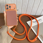 Kaelapaela ja &otilde;larihmaga PVD-kattega Kootud Kangast &Uuml;mbris iPhone 17 16 15 14 13 12 11 Pro Max jaoks Ristkorpuseline Pael Ametlik Kate Case & Strap&iPhone Air oranž