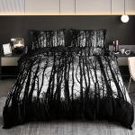 3 tk Must Puu-Mets Tekikate Komplekt Voodipesu Komplekt Padjap&uuml;&uuml;rid Ilma T&auml;idiseta K&otilde;rglahutusega Tr&uuml;kk Queen King Suurus Kodu Magamistoa jaoks AU Single(140x210cm) gray