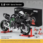 2026 Kawasaki H2R 1:9. m&otilde;&otilde;tkava d&uuml;naamiline mudel - suitsuefektiga sulamist mootorratas kinkekarbis, kollektsion&auml;&auml;ride v&auml;ljaanne Autod Mootorrattas&otilde;brad Simulatsioonim&auml;nguasi must