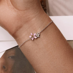 WOSTU 925 Sterling H&otilde;be Originaal Roosa Sakura K&auml;ev&otilde;ru Reguleeritav MINI K&auml;ev&otilde;ru Kettl&uuml;lidega Sobib MINI Ripatsiga Moodsad Ehted brown