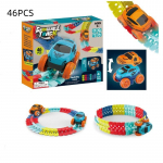 Maagiline nullgravitatsiooni auto-raja m&auml;ngukomplekt LED-kiirendusauto ja pimedas helendavate vikerkaare-radadega. T&auml;iuslik kingitus lastele! 46PCS