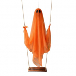 Halloweeni kummituse kaunistus, suur rippuv kiikuv kummitus LED-tuledega, patareitoitega kummitusekuju v&auml;lis- ja siseruumidesse, Halloweeni peo&otilde;ue oranž