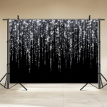 Elegantne must ja h&otilde;bedane s&auml;deleva t&auml;piga taustakangas - moodne teemantpidu 100x150cm