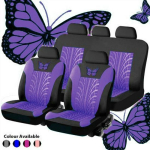Kaunis liblikasrehvimustriga reljeefne autokattekate - Universaalne sobivus Single Headrest (Black Fabric)
