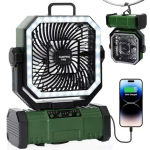 2026 Uus 20000mAh Akutoitega Ventilaator Telkimisventilaator 360&deg; P&ouml;&ouml;rdega Rippuva Konksuga Kalastustelkidele Lauale Laetav Telkimise LagiVentilaator gray