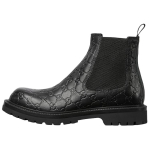 GUCCI Nahast L&uuml;hikesed Chelsea Saapad Meeste Mustad 794168 AADPF 1056 44 black