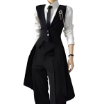 KALAOK Butler cosplay kost&uuml;&uuml;m meestele Halloweeni 4-osaline komplekt riietus frakk vest s&auml;rk p&uuml;ksid lips h&auml;rrasmehe esinemisriided gray