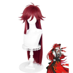 Black Butler Grell Sutcliff Michaelis Cosplay Kost&uuml;&uuml;m Parukas &Uuml;likonnid Anime Cosplay Halloweeni Pidu Unisex Pidulik Punane &Uuml;likond Prillid XXXL&Other brown