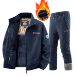 Meeste S&uuml;gisene Soe Paksendatud Spordikomplekt Fliisjakk + P&uuml;ksid 2-osaline Komplekt 2XL black