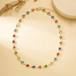 Vintage V&auml;rviline Kristallhelmest S&uuml;damikuga Choker Kaelakee Naistele Uus Mood Boho Kuldne Kett Ehted Ripats Suvine Rannikukingitus kuld