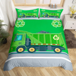 Poiste Roheline Pr&uuml;giauto Tekikate Multikas Pr&uuml;giauto Voodipesukomplekt Roheline S&otilde;iduk Auto Veoauto M&auml;nguasi Tekikate &Uuml;heinimese Kuninglik Suurus EU Single 135*200cm/53x79in 3pcs green
