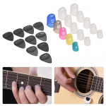 Kitarritarvikute komplekt sisaldab 15 tk silikoonkitarri s&otilde;rmekaitset + 10 tk kitarrikorki Colorful Finger Protector