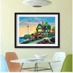 Teemantmaal &uuml;mmarguse kiviklibuga tr&uuml;kil&otilde;uendil 5D teemantmaal seinale riputamiseks 20X30CM