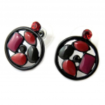 NOA [G5816] - Boucles Cr&eacute;ateur 'Carmen' rouge noir punane