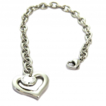 Les Tr&eacute;sors De Lily [P5597] - Bracelet acier 'Maille Jaseron' argent&eacute; (love) - 20x15 mm h&otilde;be
