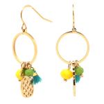 Les Tr&eacute;sors De Lily [Q2522] - Terasest disainitud k&otilde;rvar&otilde;ngad  Ananass  rohelisest kollasest kullast - 30x16 mm roheline