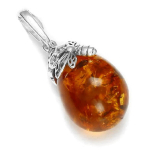 Les Tr&eacute;sors De Lily [Q6780] - Pendentif Argent 'Inspiration' Ambre cognac (rhodi&eacute;) - 23x14 mm oranž