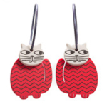 Les Tr&eacute;sors De Lily [Q9711] - Cr&eacute;oles artisanales 'Marionettes' rouge (chat) - 18 mm- 20x16 mm punane
