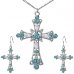 Naiste Rhinestone Inkrusteeritud Risti ripats Kett Kaelakee Hook K&otilde;rvar&otilde;ngad Ehete Komplekt