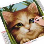 5D teemantmaali kass t&auml;isruudukujuline &uuml;mmargune puur Pilt kivist teemanttikandist Loomade n&auml;put&ouml;&ouml; K&auml;sitsi valmistatud kingitus Full Round （30x30CM）