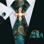 16 stiilis lips meestele Paisley kootud kaelalips p&auml;rliprossiga Hanky ​​mansetin&ouml;&ouml;pide komplekt pulmapidu GP-013