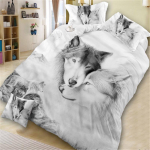 Tekikottide KOMPLEKT 3D Wolf Printing Voodiriided Voodipesu Decor 2.3X2.6/3PCS