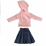 Talvised mustad top kapuutsid Sweetshirt Plisseeritud seelikud &Uuml;likonnariided Barbie-nuku r&otilde;ivad 1/6 BJD nukkudele Aksessuaarid heleroosa v&auml;rv/sinine