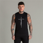 Muscleguysi isikup&auml;rastatud prinditud meeste kulturismi lahtised tanktopid, puuvillased mugavad varrukateta T-s&auml;rgi treeningriided meestele M must