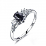 GICA Gema S925 Sterling Silver Royal Blue isikup&auml;rastatud lihtne High Grade s&otilde;rmus viitab naiste musta spinells&otilde;rmuse peakatte ehetele 5 must