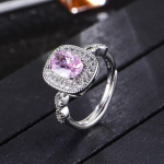 Bella Box Square Shape Elegantne temperament avamiss&otilde;rmused naistele tsirkoonist kihluspeole peen ehe kingitus Adjustable Opening roosa/valge kulla v&auml;rv