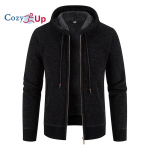 Cozy Up meeste kapuutsiga kardigan, kootud soe &uuml;hev&auml;rviline vabaaja kampsun L must