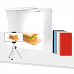 Andoer 40cm/15,7tolline 10W kaasaskantav kokkupandav minifotograafia valguskast 5500K 6 v&auml;rvilise taustaga valge