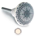 Les Tr&eacute;sors De Lily [A0402] - keraamiline m&ouml;&ouml;bli nupp 'Boho' must valge - 65x35 mm must