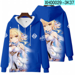 Genshin Impact Cosplay kost&uuml;&uuml;m Mona Kaeya Klee Diluc Venti Paimon Zhongli Keqing Ganyu Unisex 3D t&otilde;mblukuga kapuutsiga riided XL