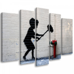Viieosalise pildiga l&otilde;uenditr&uuml;kk Banksy Hammer Boy Street 100x70 hall v&auml;rv