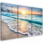 Kolmeosalise pildiga l&otilde;uenditr&uuml;kk Sea Beach Sunset 60x40 sinine