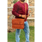 K&auml;sitsi valmistatud ehtsast kitsenahast Unisex Messenger Satchel portfell s&uuml;learvuti uus kott 11 x 15 x 5 in pruun