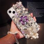 Bling 3D Diamant Gems Rhinestone Bling &uuml;mbris iPhone'ile 14 13 12 11 Pro max X XR/Samsung S22 S21 S20 FE A13 A23 A33 A53 A52 A32 A22/Redmi 10 9 9A 9C 9T samsung A03 lilla